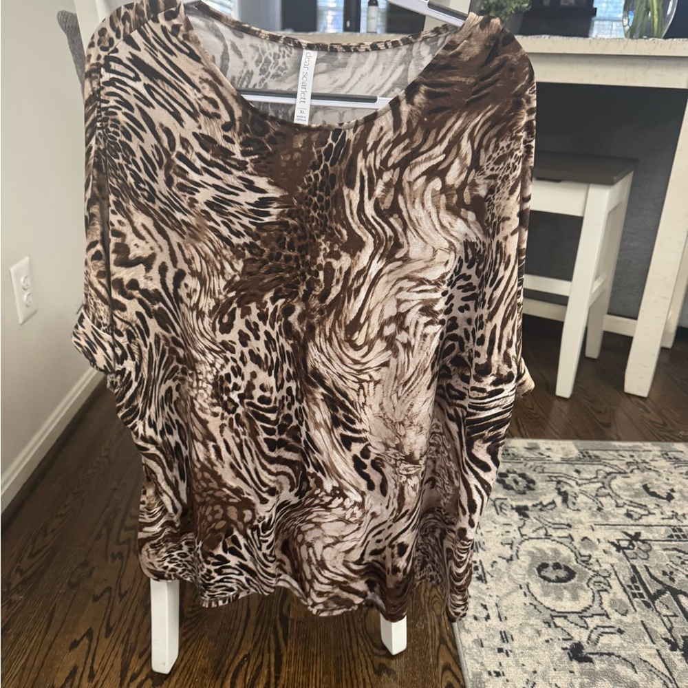 Dear Scarlett Brown and Cream Animal Print Blouse